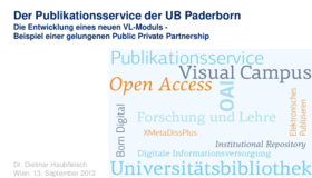 Der Publikationsservice der UB Paderborn – Die Entwicklung eines neuen VL-Moduls, Dr. Dietmar Haubfleisch
