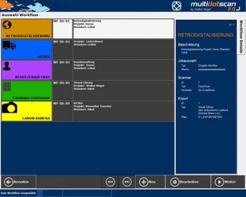 Workflow Auswahl: Management verschiedener Projekte