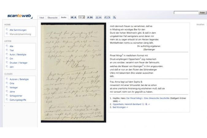 Anzeige: Image und Volltext mit Fußnoten und Verlinkungen