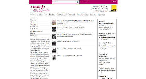 Titelseite eines OA Journals auf dem Publikationsserver der UB Graz