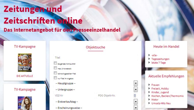 Screenshot der Benutzeroberfläche